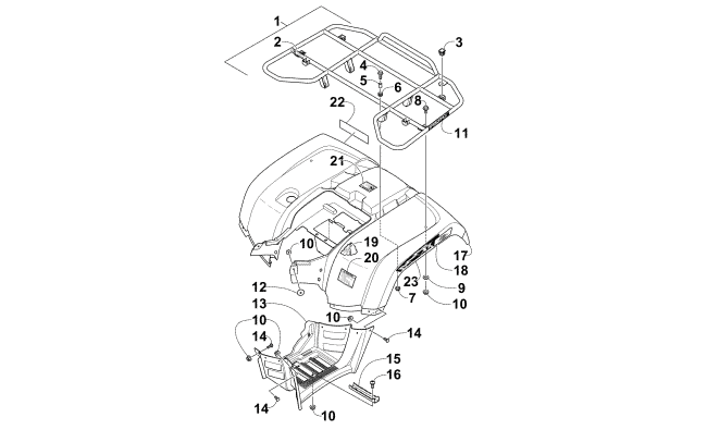 REAR RACK, BODY PANEL, AND FOOTWELL ASSEMBLIES