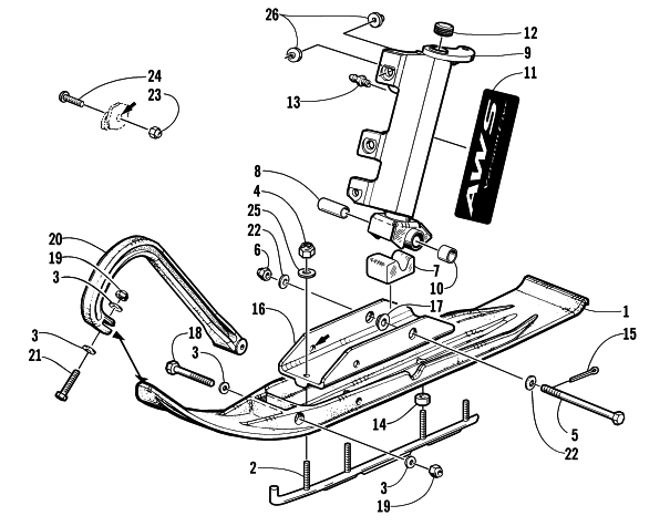 SKI AND SPINDLE ASSEMBLY