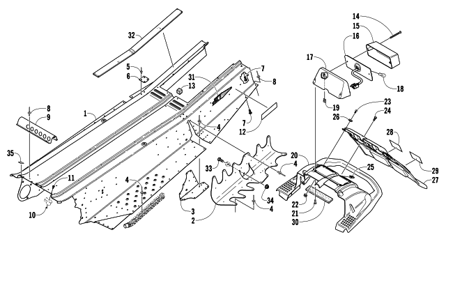 TUNNEL, REAR BUMPER, AND TAILLIGHT ASSEMBLY