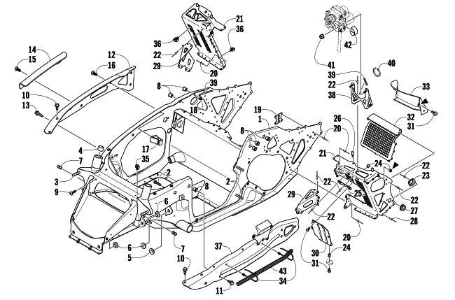 FRONT FRAME AND FOOTREST ASSEMBLY