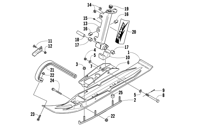 SKI AND SPINDLE ASSEMBLY