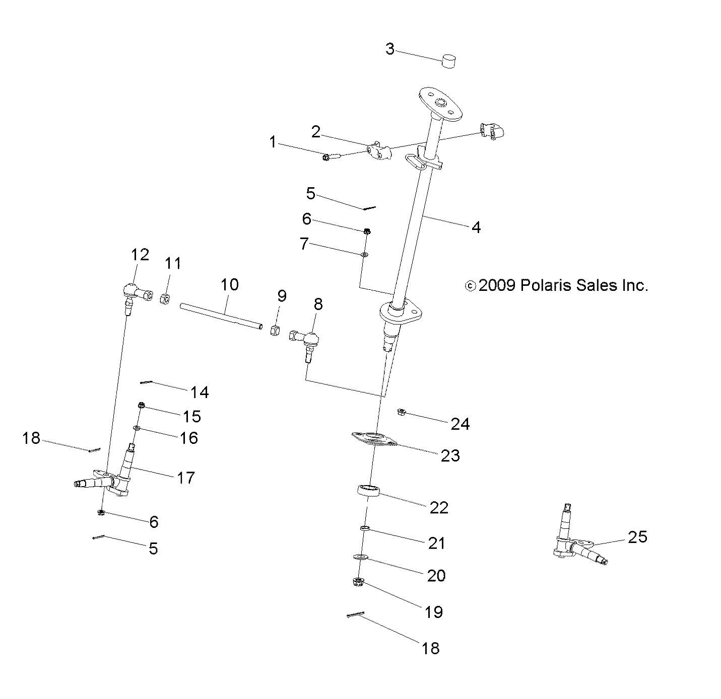 STEERING, STEERING POST and TIE ROD ASM. - A09KA09AB/AD (49ATVSTEERING10OTLW90)