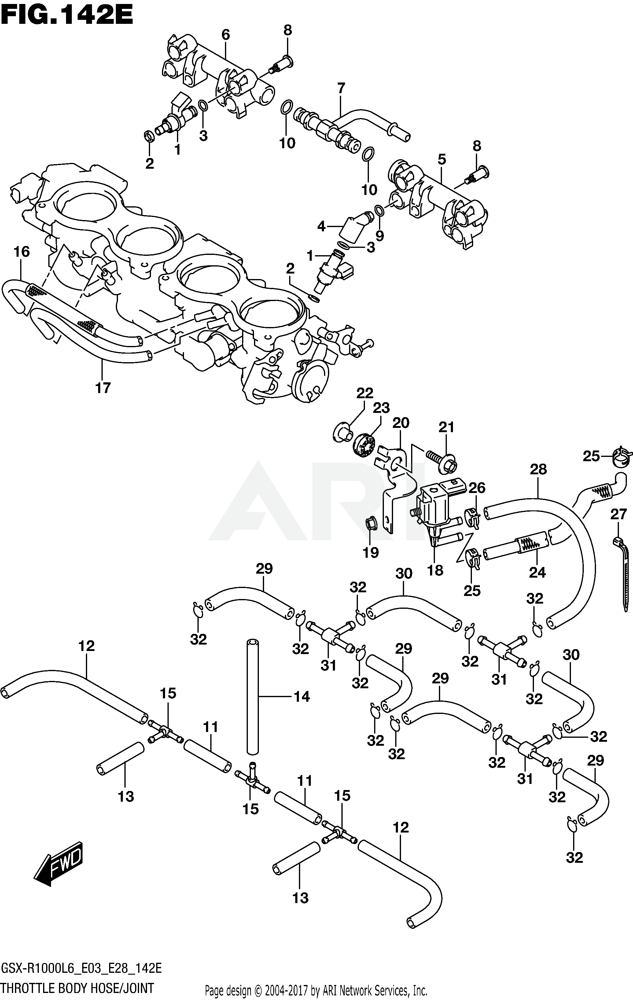 THROTTLE BODY HOSE/JOINT (GSX-R1000AL6 E33)