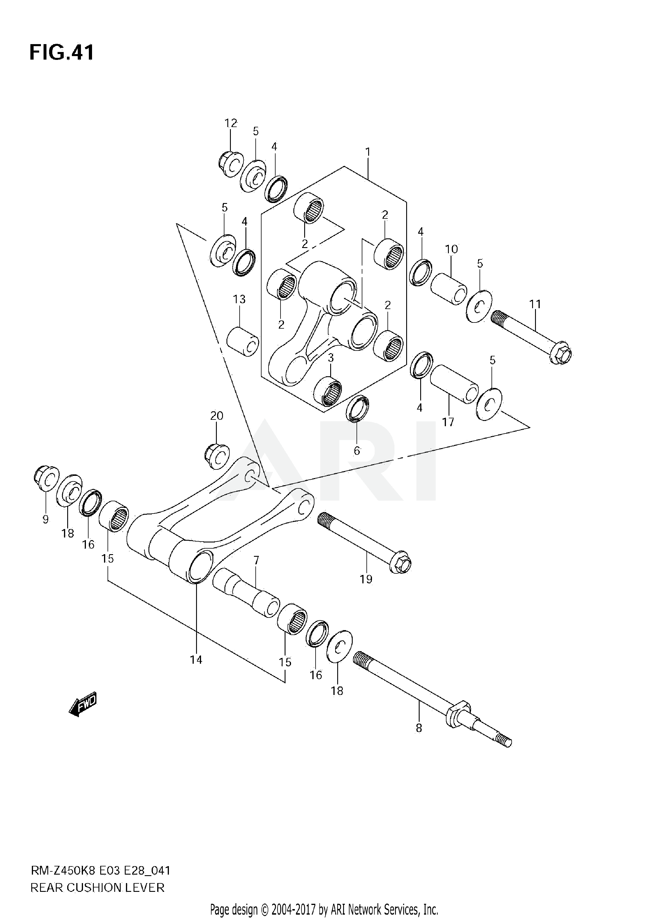 REAR CUSHION LEVER (RM-Z450 K8/K9)