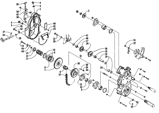 DRIVE/REVERSE DROPCASE ASSEMBLY