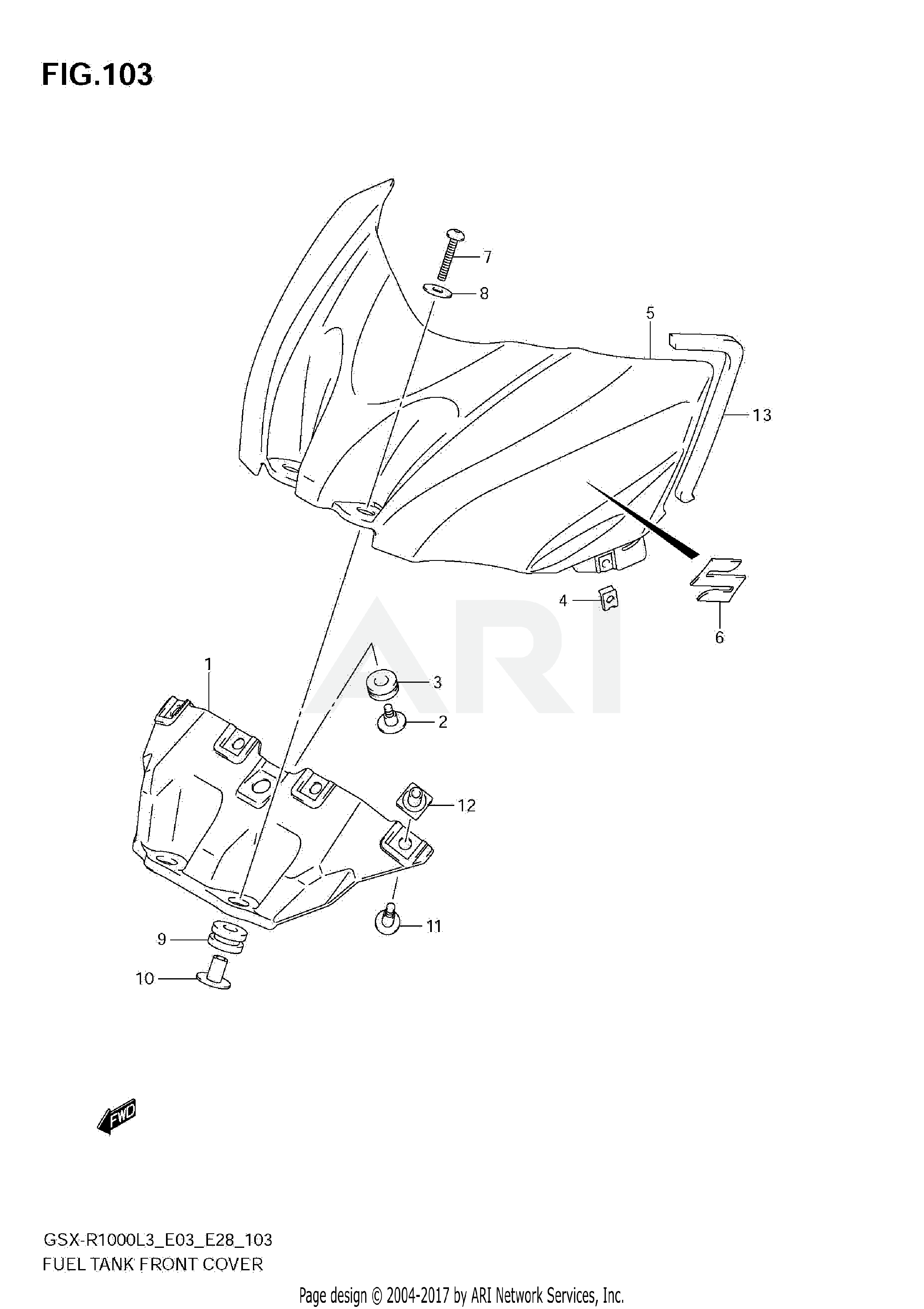 FUEL TANK FRONT COVER (GSX-R1000L3 E28)