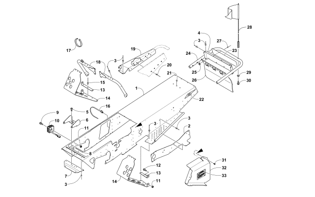 CHASSIS, FOOTREST, AND REAR BUMPER ASSEMBLY