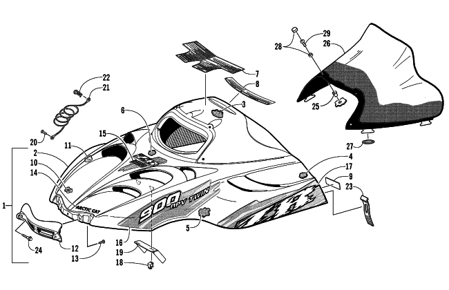 HOOD AND WINDSHIELD ASSEMBLY