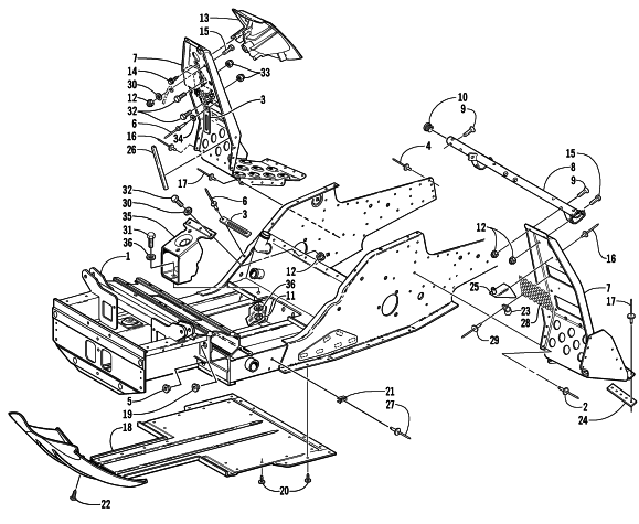 FRONT FRAME AND FOOTREST ASSEMBLY