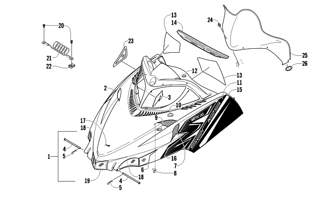 HOOD AND WINDSHIELD ASSEMBLY