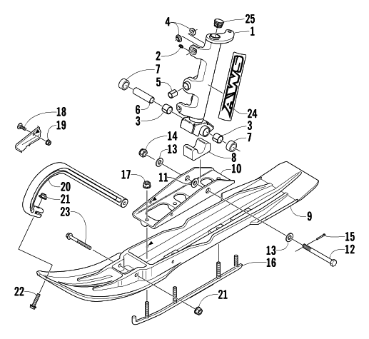 SKI AND SPINDLE ASSEMBLY