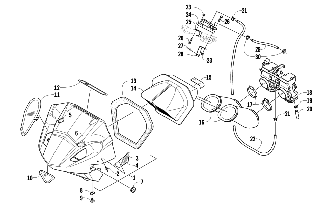 AIR SILENCER, CARBURETOR, AND FUEL PUMP ASSEMBLY