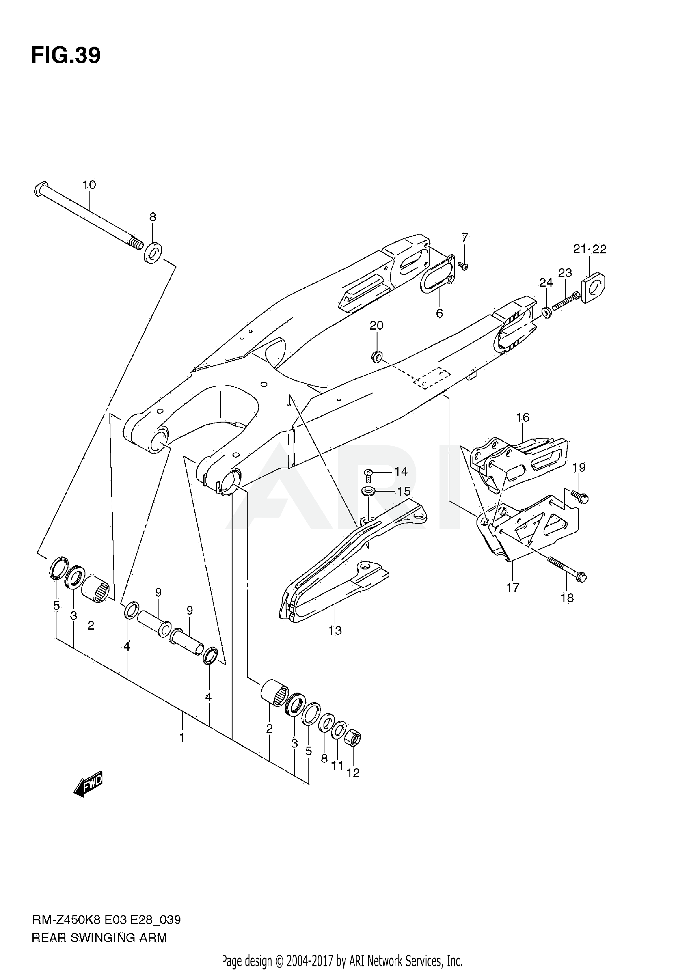 REAR SWINGING ARM (RM-Z450 K8/K9)