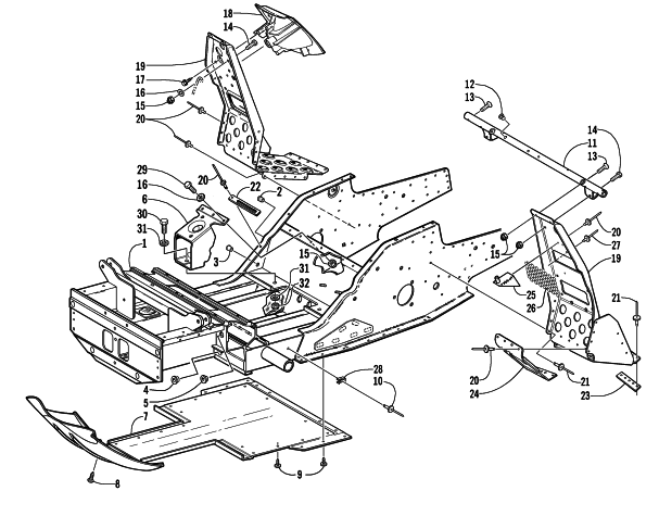 FRONT FRAME AND FOOTREST ASSEMBLY