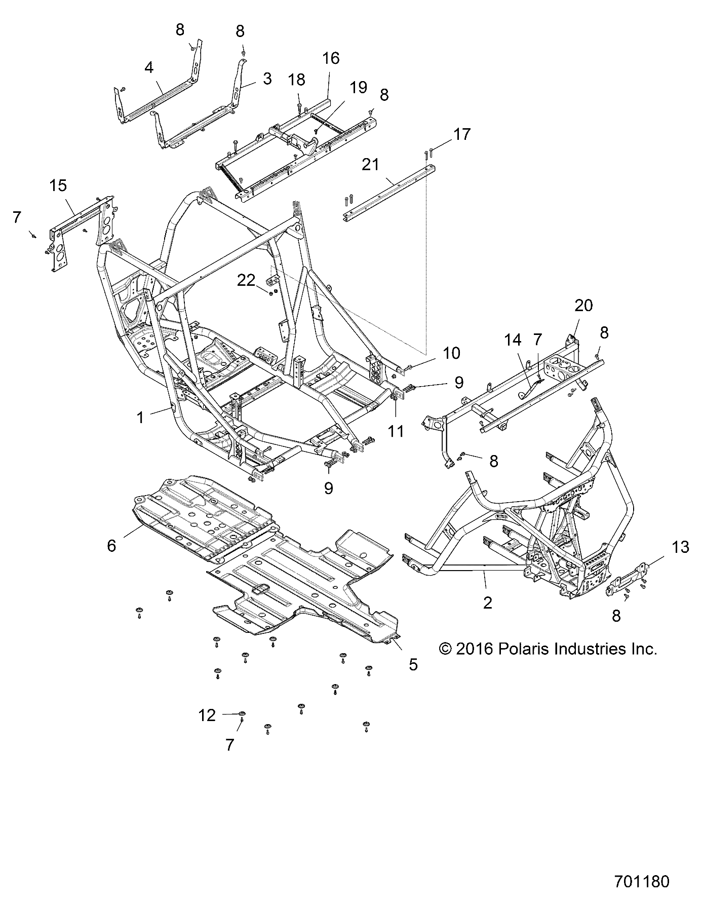 CHASSIS, MAIN FRAME AND SKID PLATES - Z17VDE99NM (701180)