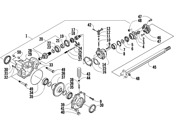 FRONT DRIVE GEARCASE ASSEMBLY (4X4)