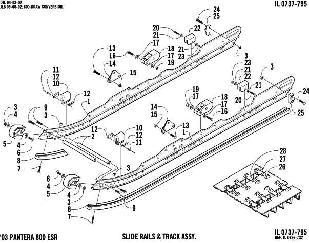 SLIDE RAIL AND TRACK ASSEMBLY