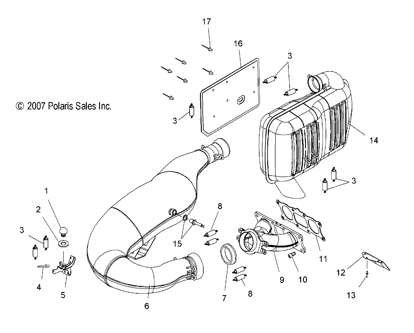 ENGINE, EXHAUST SYSTEM - S08PB8ES/EE (49SNOWEXHAUST08800RMK)