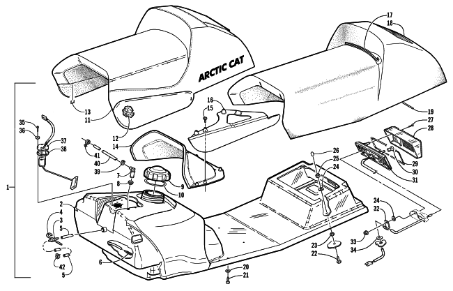 GAS TANK, SEAT, AND TAILLIGHT ASSEMBLY