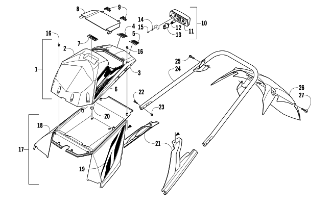 REAR BUMPER, STORAGE BOX, AND TAILLIGHT ASSEMBLY