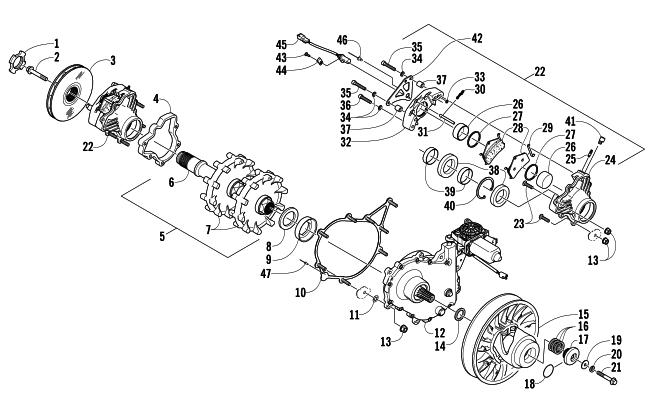 DRIVE TRAIN SHAFT AND BRAKE ASSEMBLIES