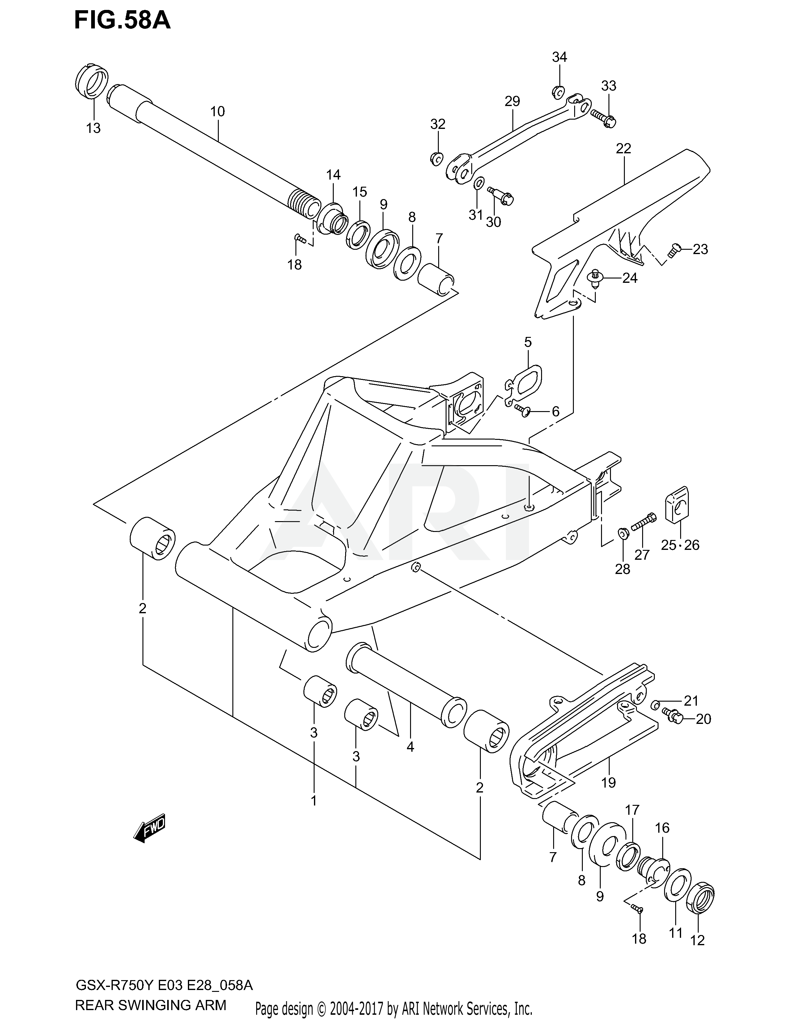 REAR SWINGING ARM (MODEL K2/K3)