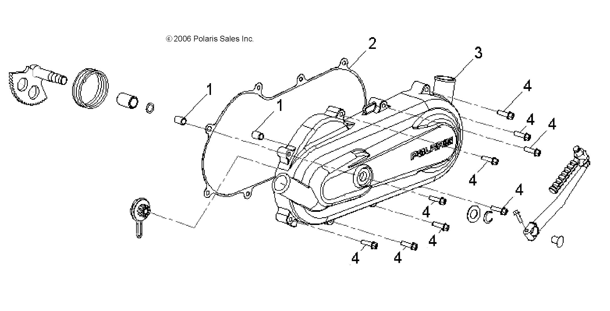 ENGINE, CRANKCASE COVER, LH - A07KA09AA/AB/AD (49ATVCRANKCASECVRLH07OTLW90)