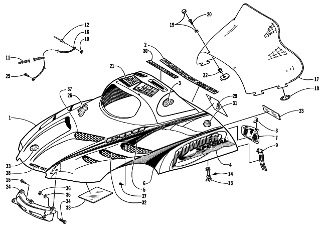 HOOD AND WINDSHIELD ASSEMBLY