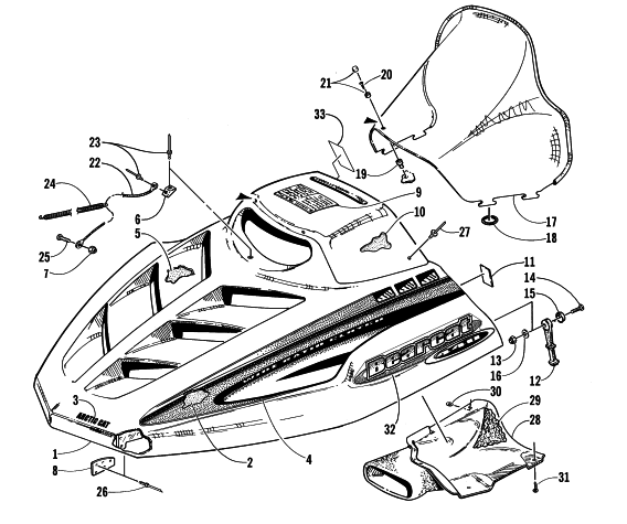 HOOD AND WINDSHIELD ASSEMBLY