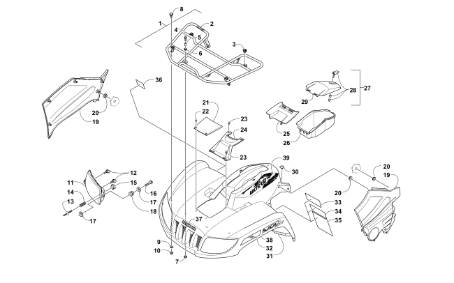 FRONT RACK, BODY PANEL, AND HEADLIGHT ASSEMBLIES