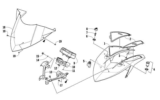 WINDSHIELD AND INSTRUMENTS ASSEMBLIES