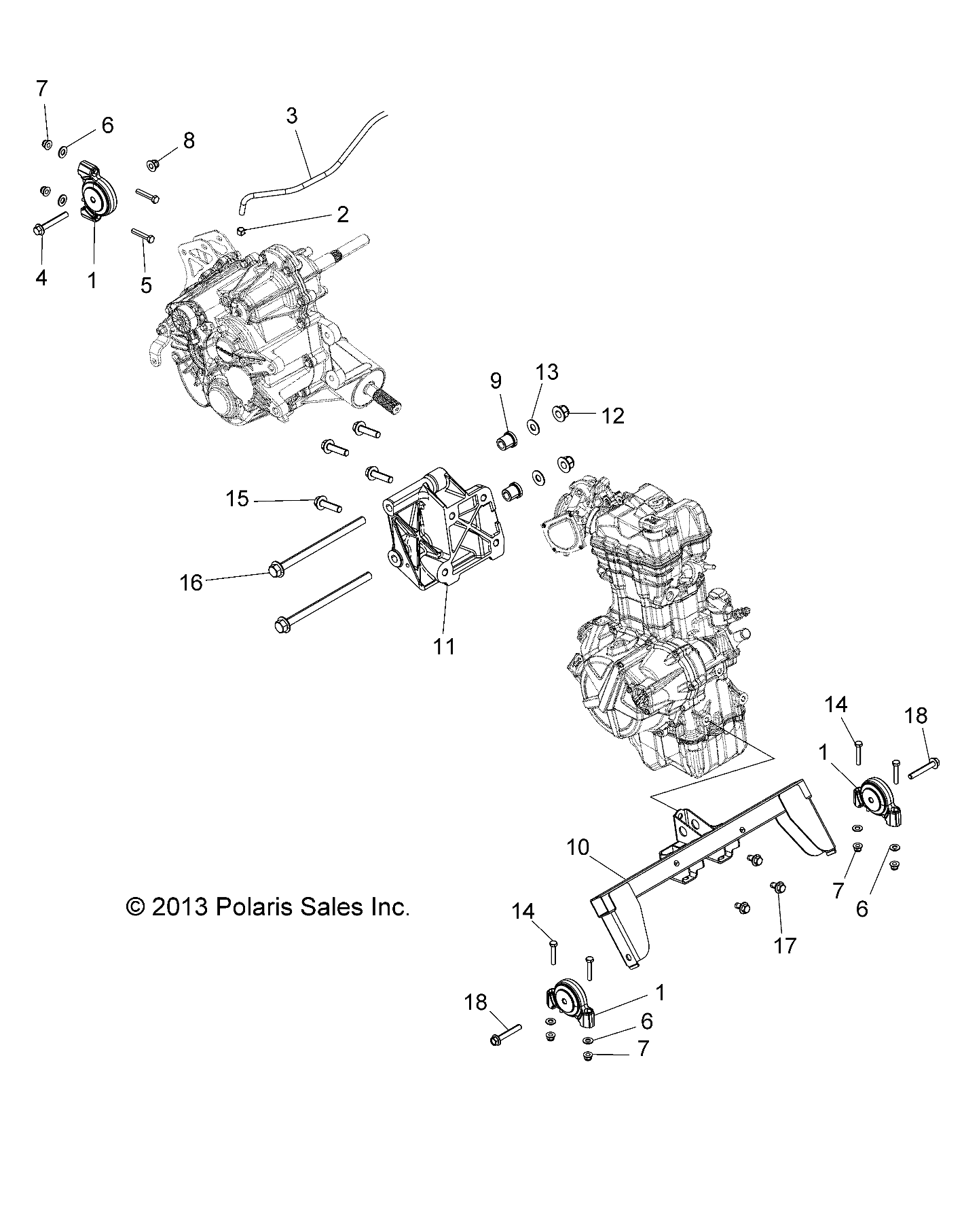 ENGINE, ENGINE AND TRANSMISSION MOUNTING - A14BH33AJ (49ATVENGINEMTG14325)