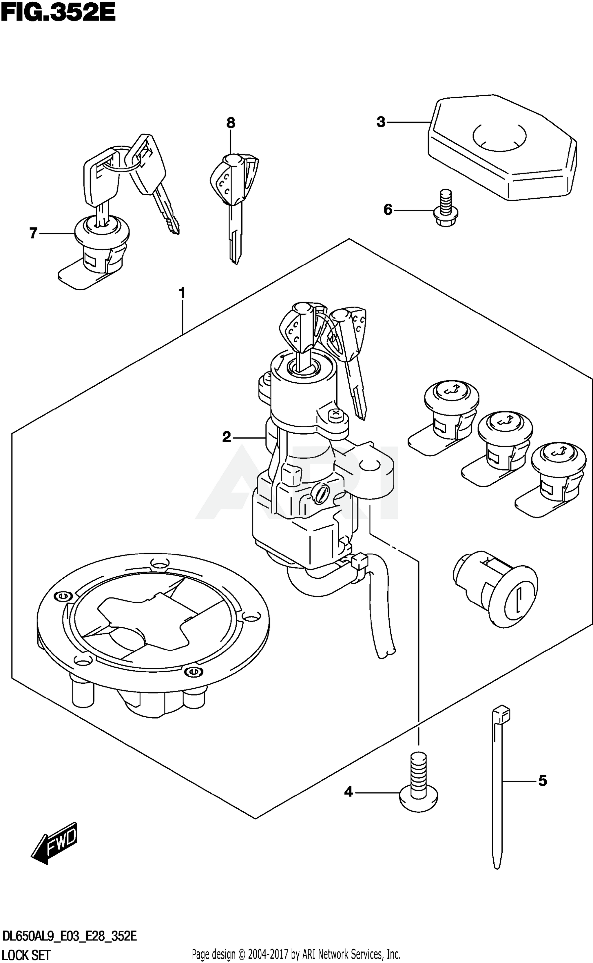 LOCK SET (FOR TOP CASE,SIDE CASE)