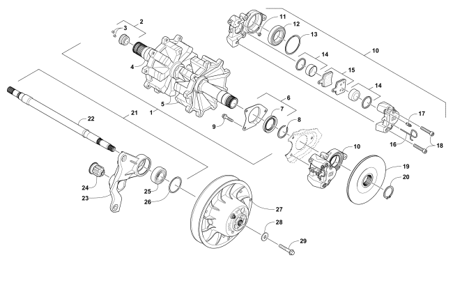 DRIVE TRAIN SHAFTS AND BRAKE ASSEMBLIES