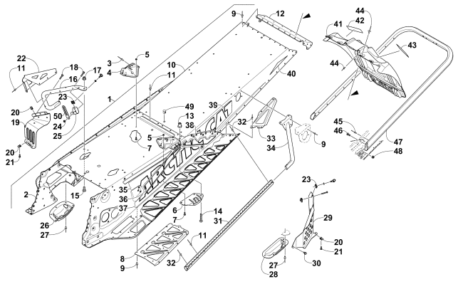 TUNNEL, REAR BUMPER, AND SNOWFLAP ASSEMBLY