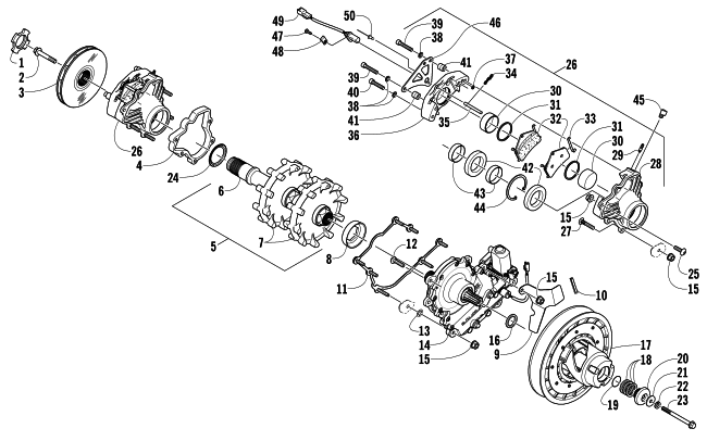 DRIVE TRAIN SHAFT AND BRAKE ASSEMBLIES