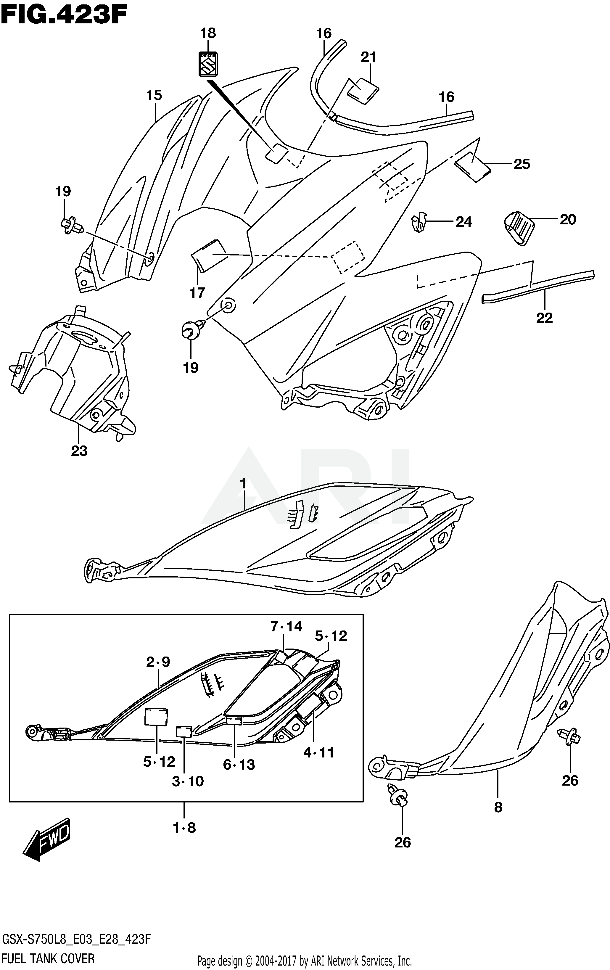 FUEL TANK COVER (GSX-S750AL8 E33)