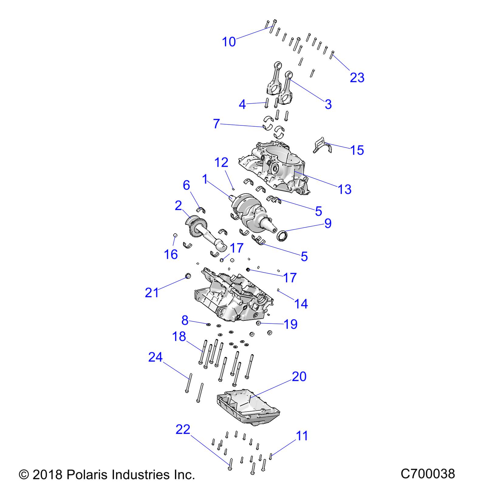 ENGINE, CRANKCASE AND CRANKSHAFT - R19RRM99AL (C700038)