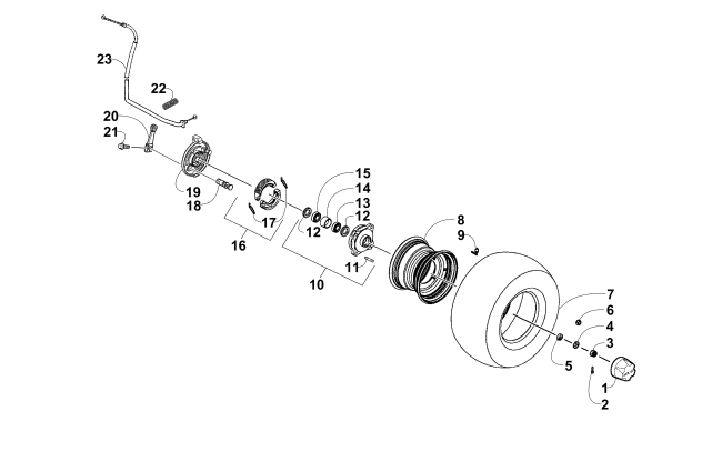 FRONT WHEEL AND BRAKE ASSEMBLIES