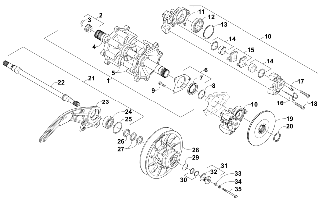 DRIVE TRAIN SHAFTS AND BRAKE ASSEMBLIES