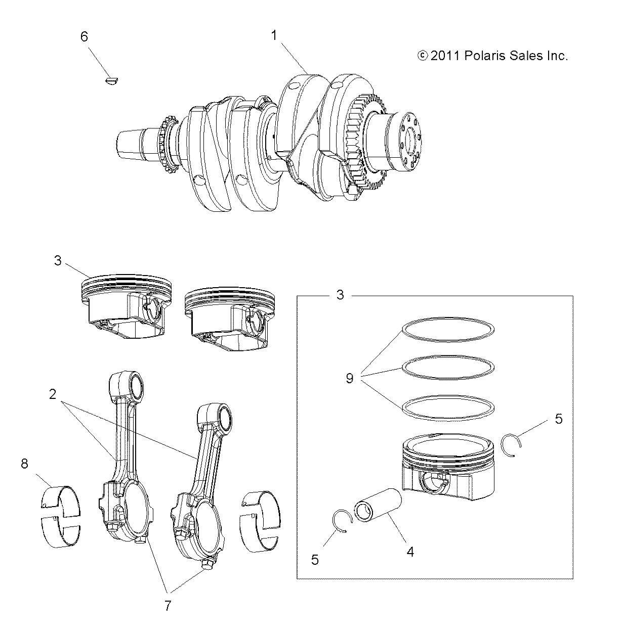 ENGINE, CRANKSHAFT and PISTON - A19SYE85BH (49ATVCRANKSHAFT12SPTRGEPS850)