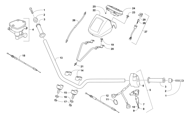 HANDLEBAR, INSTRUMENT POD, AND CONTROL ASSEMBLIES