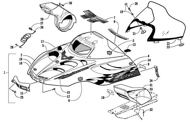 HOOD AND WINDSHIELD ASSEMBLY