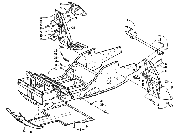 FRONT FRAME AND FOOTREST ASSEMBLY