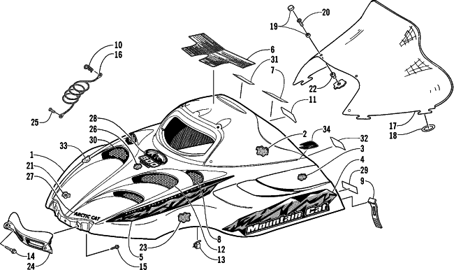 HOOD AND WINDSHIELD ASSEMBLY (LE)
