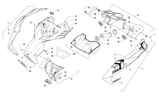 HOOD AND AIR INTAKE ASSEMBLY