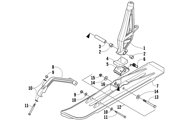 SKI AND SPINDLE ASSEMBLY