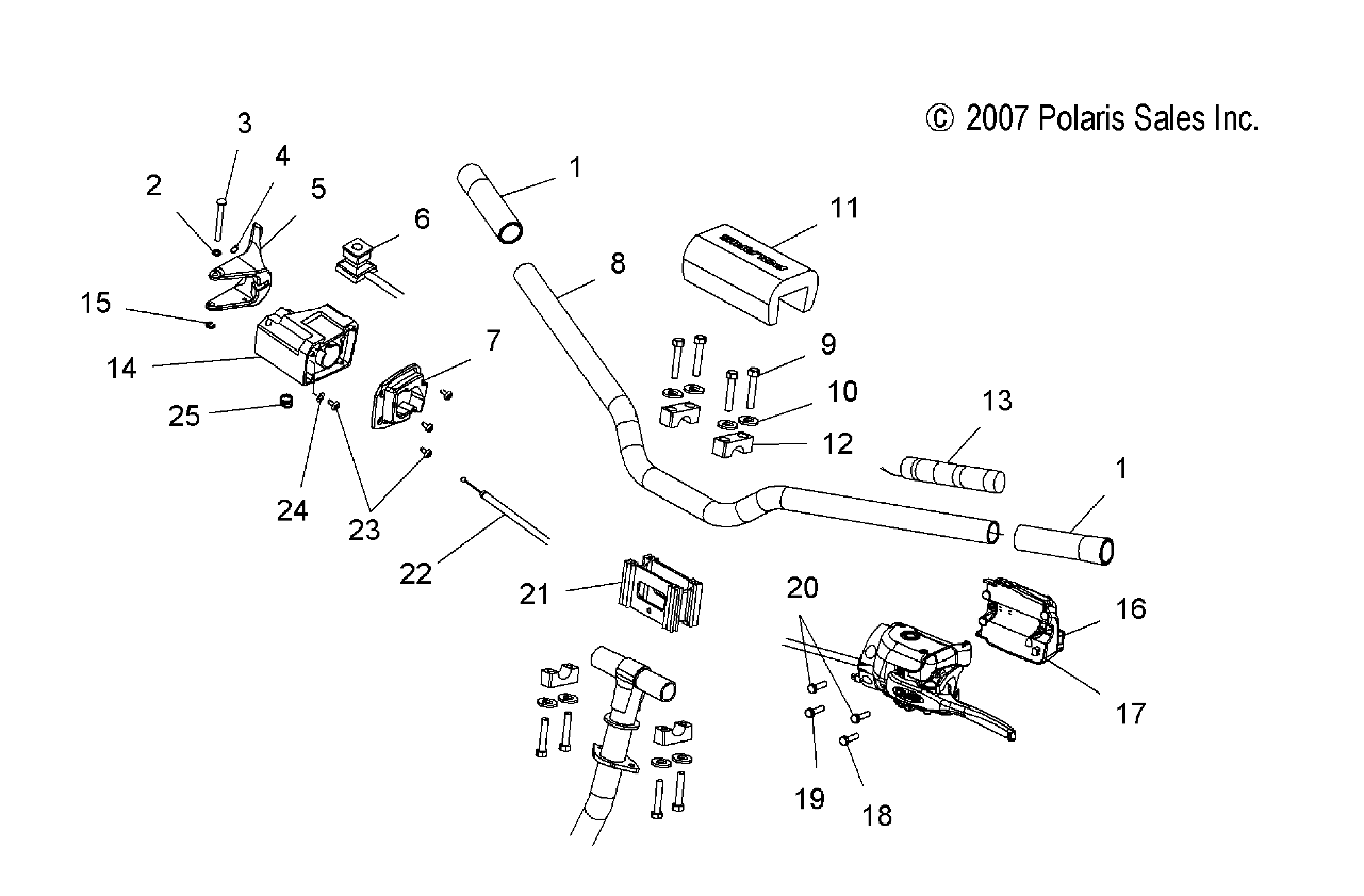 STEERING, HANDLEBAR MOUNTING and CONTROLS - S08PB8ES/EE (49SNOWHANDLEBAR086008BALL)