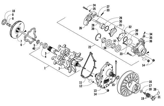 DRIVE TRAIN SHAFTS AND BRAKE ASSEMBLIES