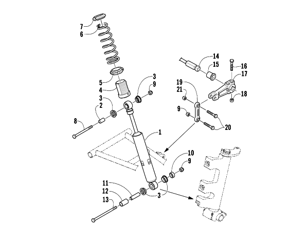 SHOCK ABSORBER AND SWAY BAR ASSEMBLY